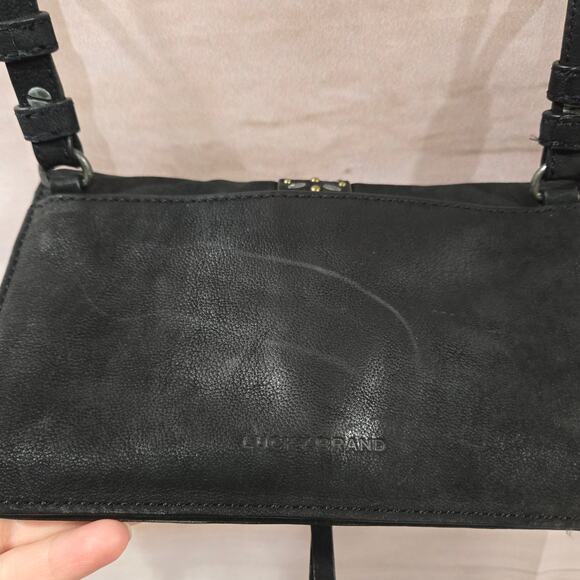 Lucky Brand Black Leather Studded Flap Sher Crossbody Bag Boho Small Purse - Picture 12 of 16